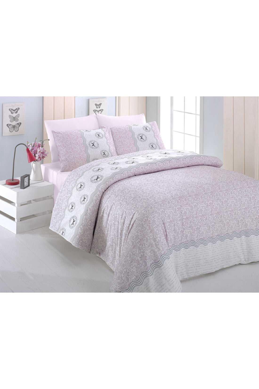 Mira Digital Double Duvet Cover Set Pink