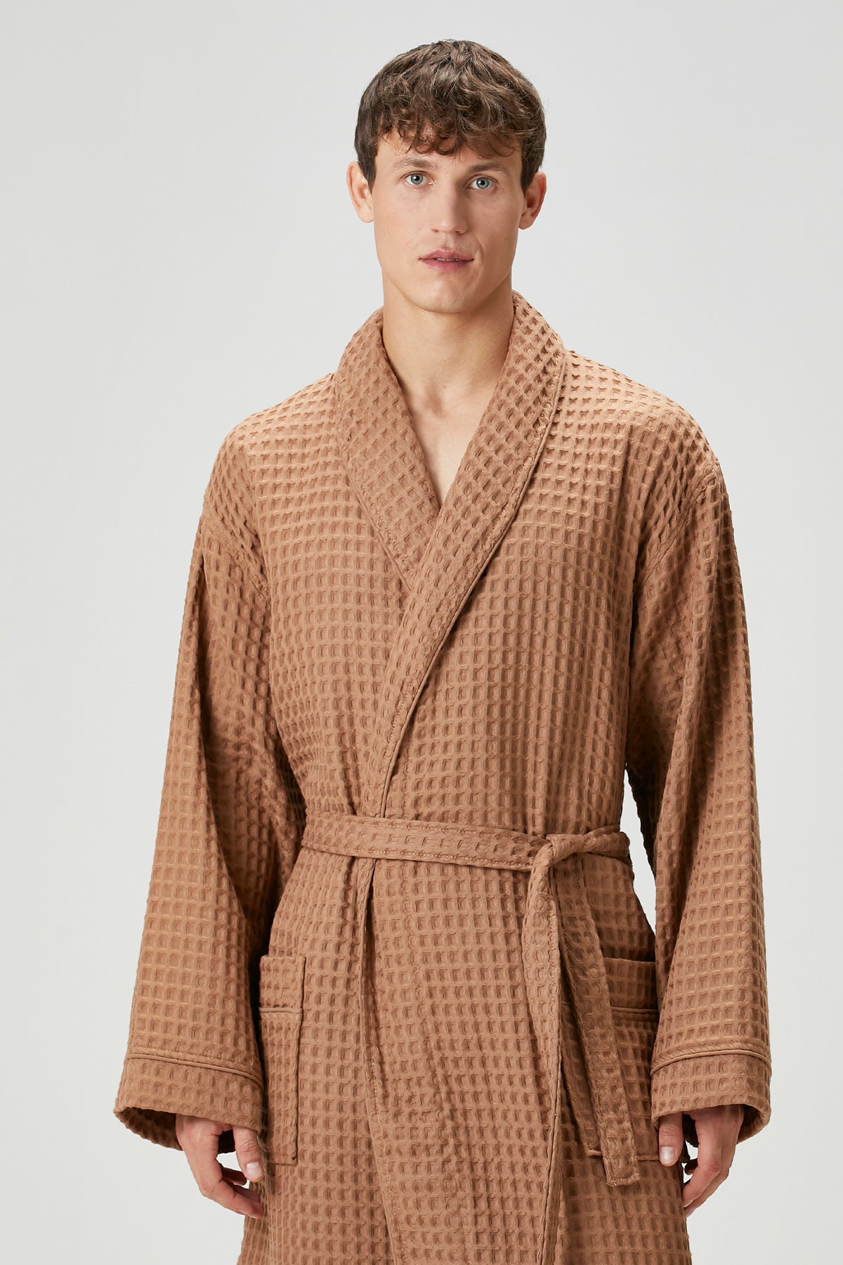 Aura Waffle Erkek Bornoz Mocha