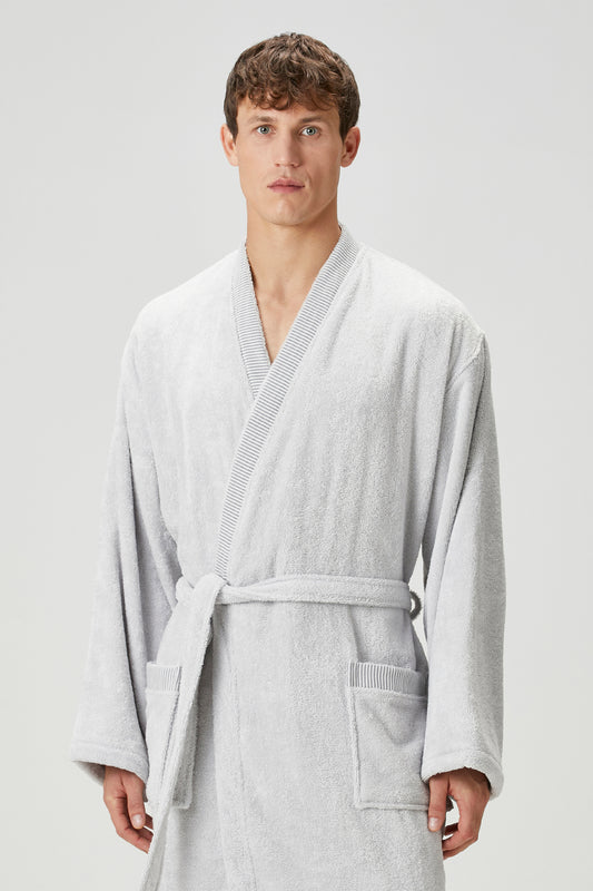 Marble %100 Pamuk Bornoz Takımı Gri