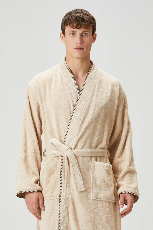 Shadow %100 Pamuk Bornoz Takımı Bej