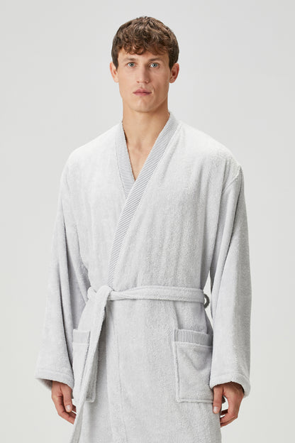 Marble %100 Pamuk Erkek Bornoz Gri