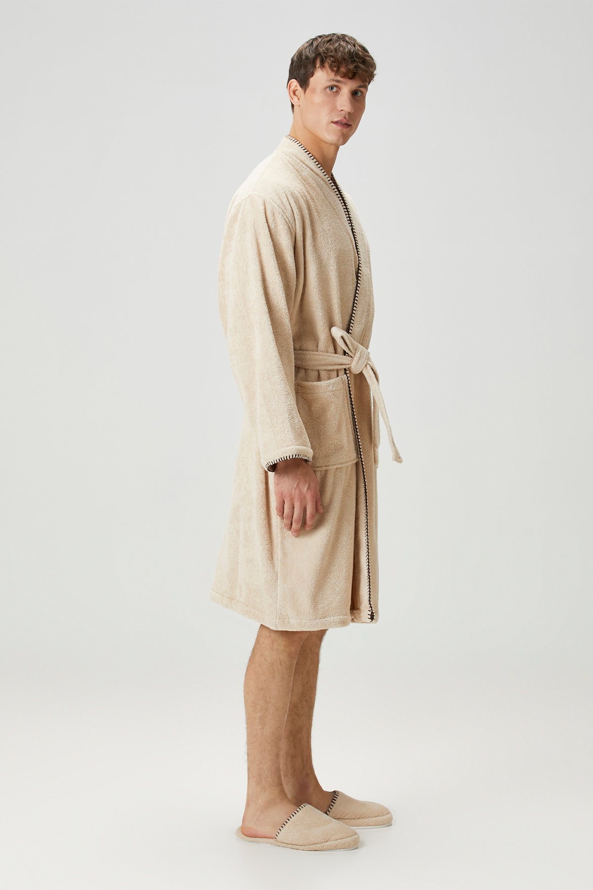 Shadow %100 Pamuk Erkek Bornoz Bej