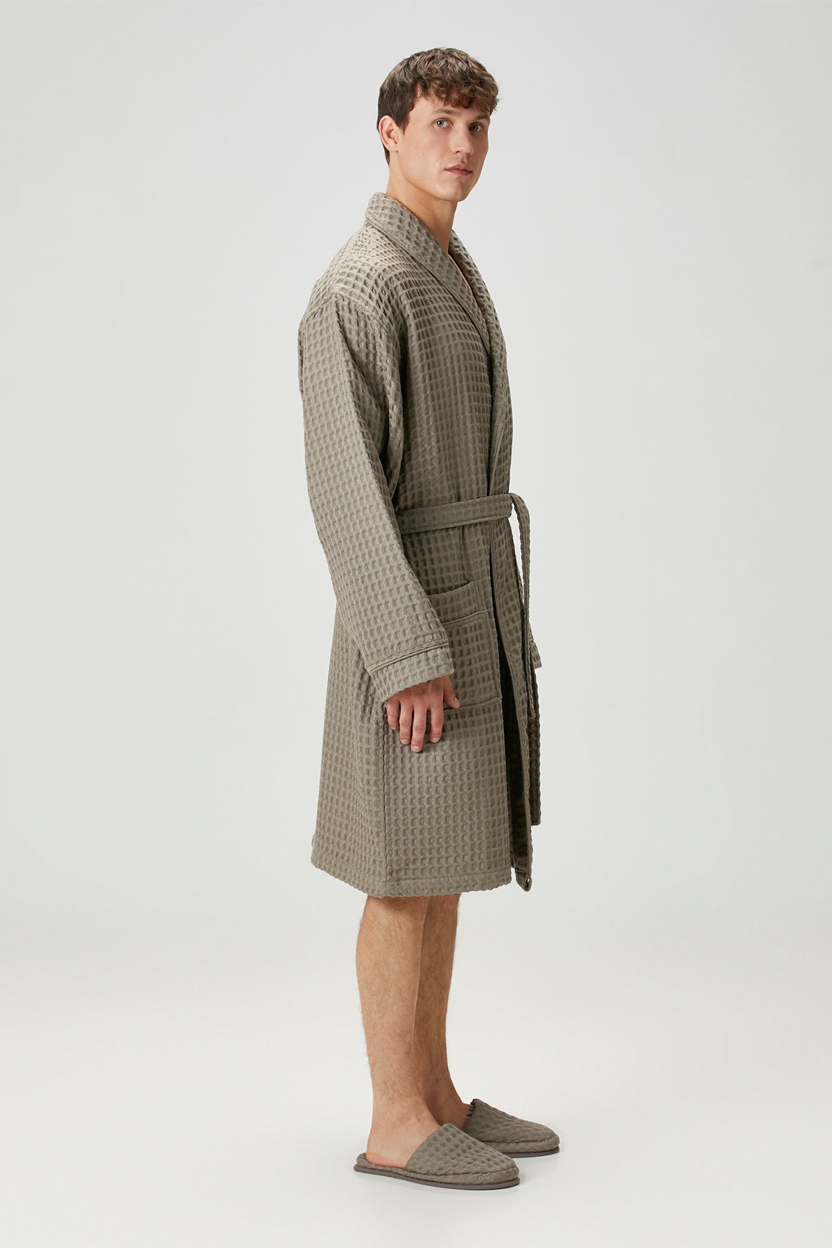 Aura Waffle Erkek Bornoz Gri
