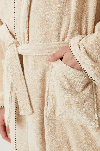 Shadow %100 Pamuk Erkek Bornoz Bej