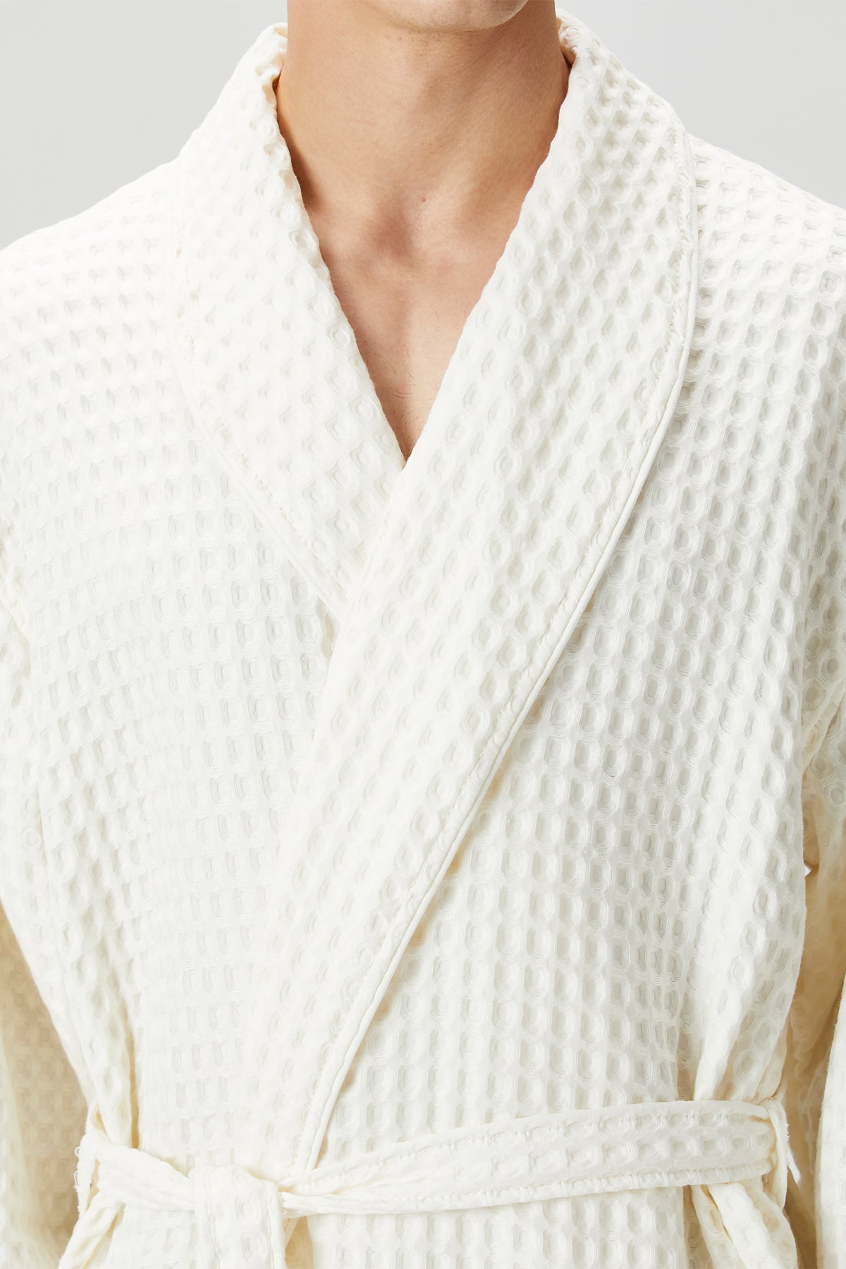 Aura Waffle Erkek Bornoz Ekru