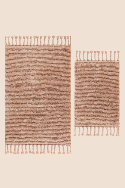 Belina 2'li Takım Bambu Banyo Paspası 40x60+60x90 Cm Karamel