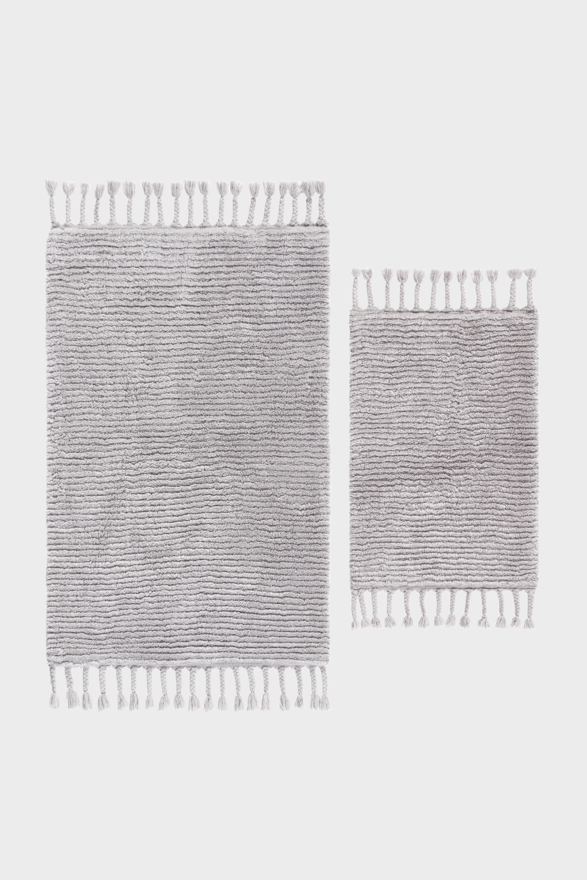 Belina 2'li Takım Bambu Banyo Paspası 40x60+60x90 Cm Küllü Gri