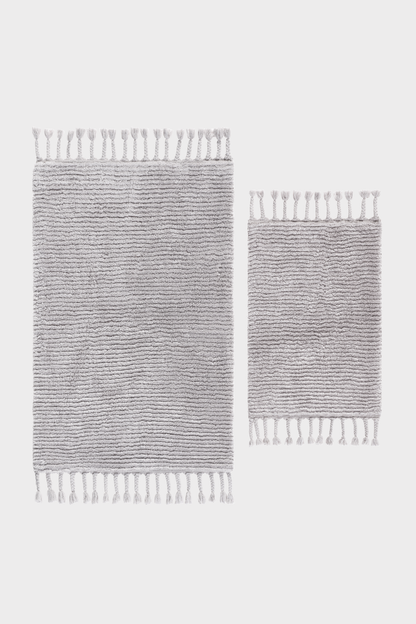 Belina 2'li Takım Bambu Banyo Paspası 40x60+60x90 Cm Küllü Gri