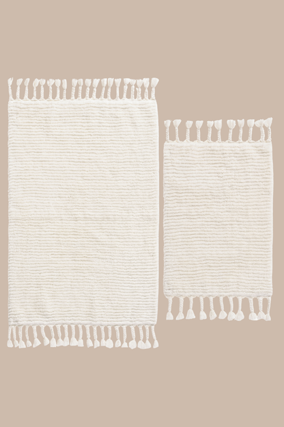Belina 2'li Takım Bambu Banyo Paspası 40x60+60x90 Cm Milk Ekru