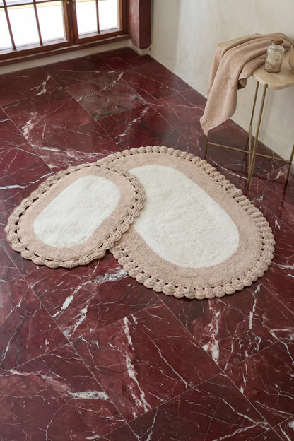 Bianca 2 Piece Bath Mat Set 100% Cotton 40x60 + 60x90 Ecru