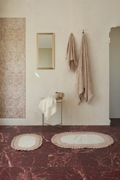 Bianca 2 Piece Bath Mat Set 100% Cotton 40x60 + 60x90 Ecru