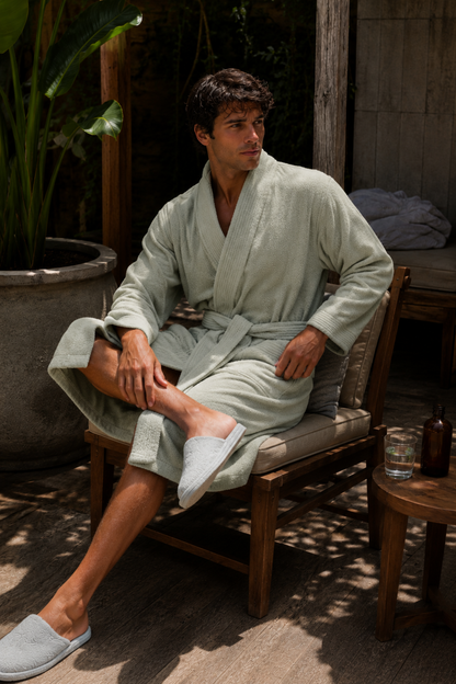 Verona Bamboo Men's Bathrobe Sage