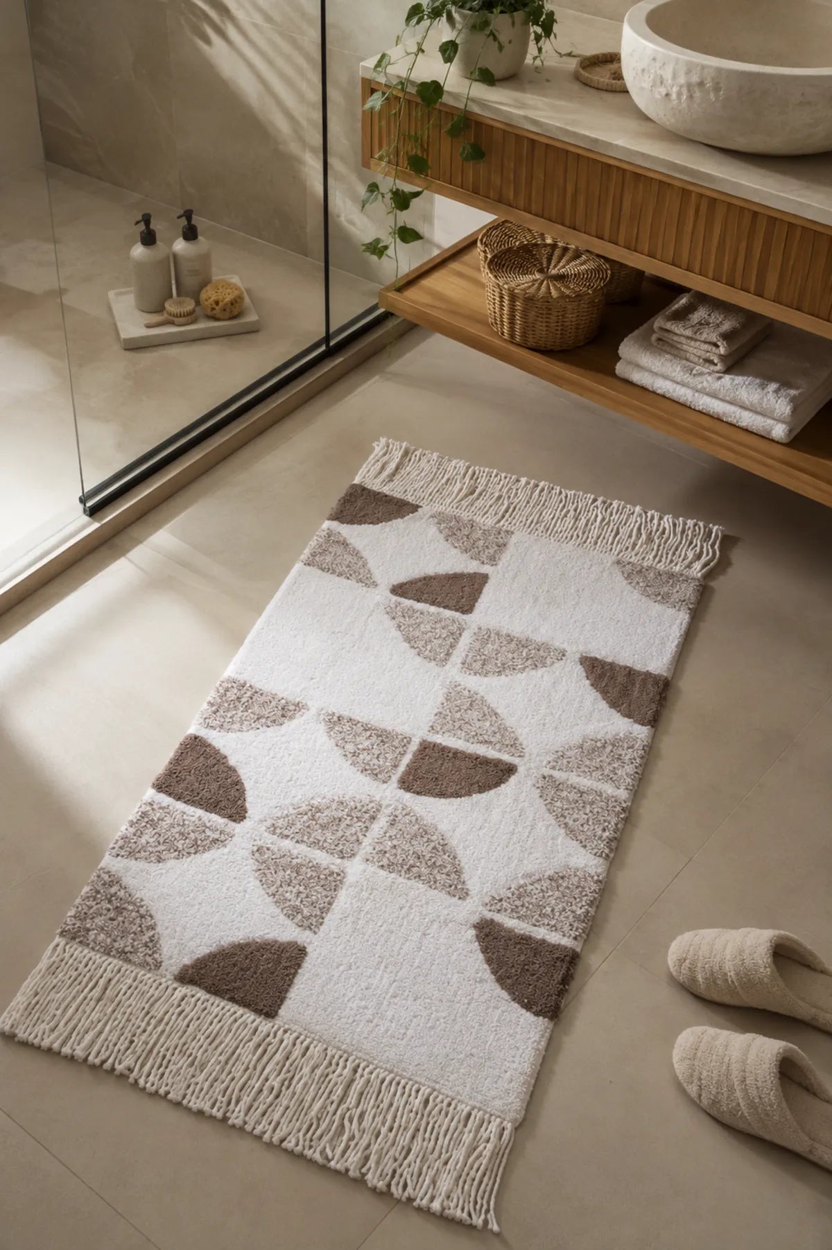Brook Single Bath Mat 100% Cotton 70x110 Ecru