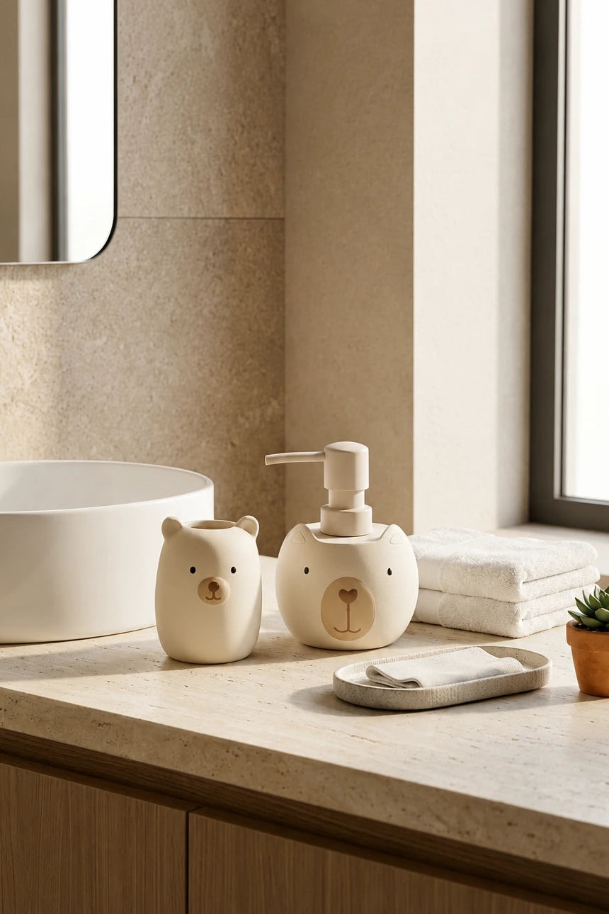 Bear 2 Parça Çocuk Banyo Aksesuar Seti