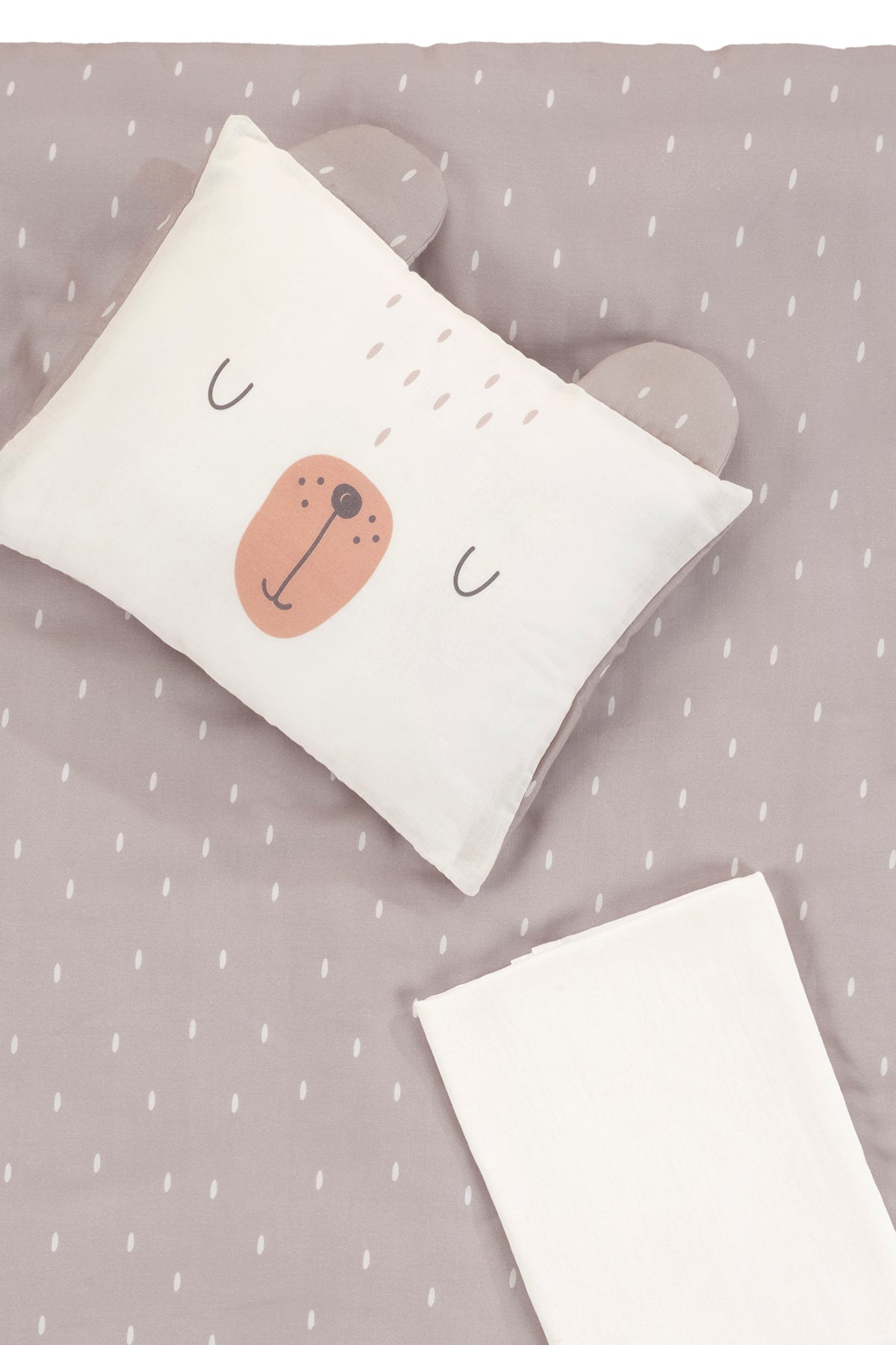 Tiny Bear Organik Pamuk Müslin Çocuk Nevresim Takımı Bej