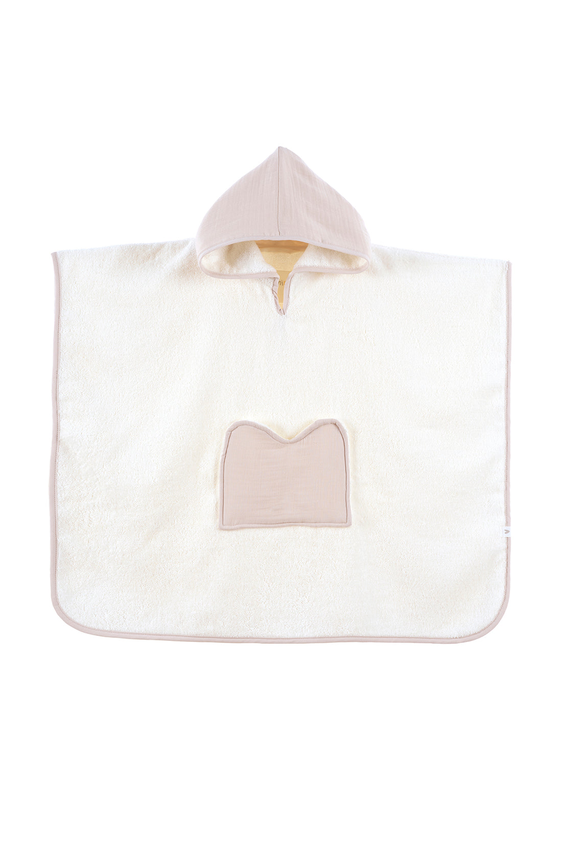 Joy of Colors Organic Cotton Muslin Detailed Child Poncho Beige