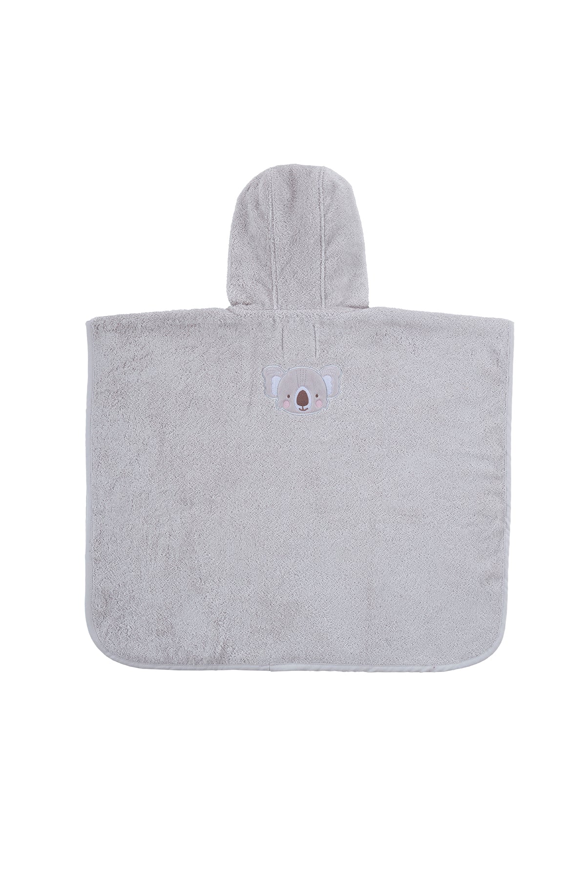 Tiny Koala Organik Pamuk Nakışlı Çocuk Panço Gri