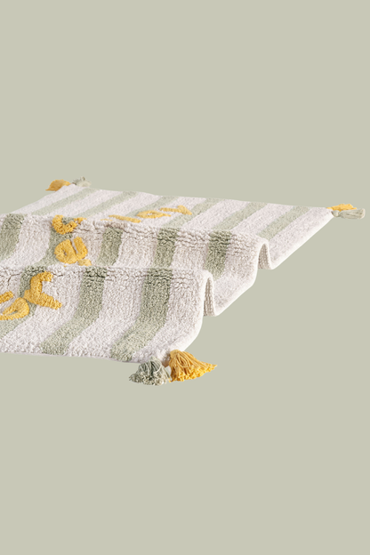 Grow, Learn, Play Tekli %100 Pamuk Çocuk Odası Halısı 70x120 Cm Hardal/Peppermint Yeşil