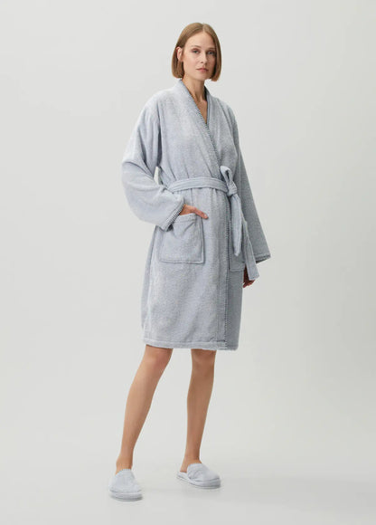 Shadow 100% Cotton Women's Bathrobe Misty Blue