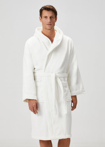 Miro %100 Pamuk Erkek Bornoz Ekru