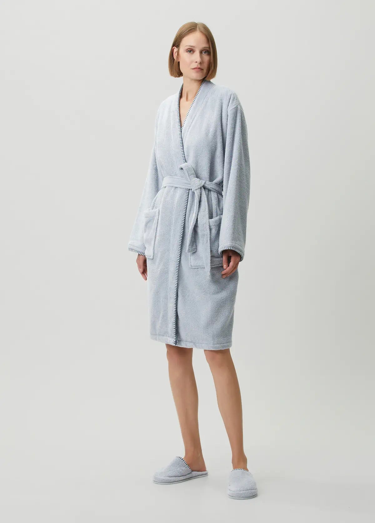 Shadow 100% Cotton Women's Bathrobe Misty Blue