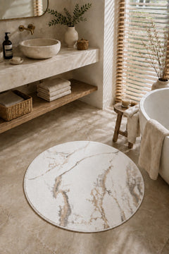 Marmera Yuvarlak Banyo Paspası 70x70 Bej