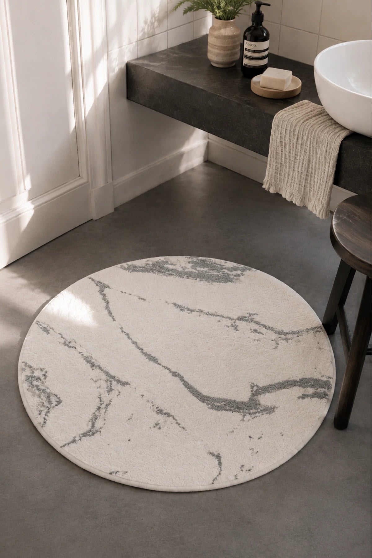 Marmera Round Bath Mat 70x70 Dark Grey