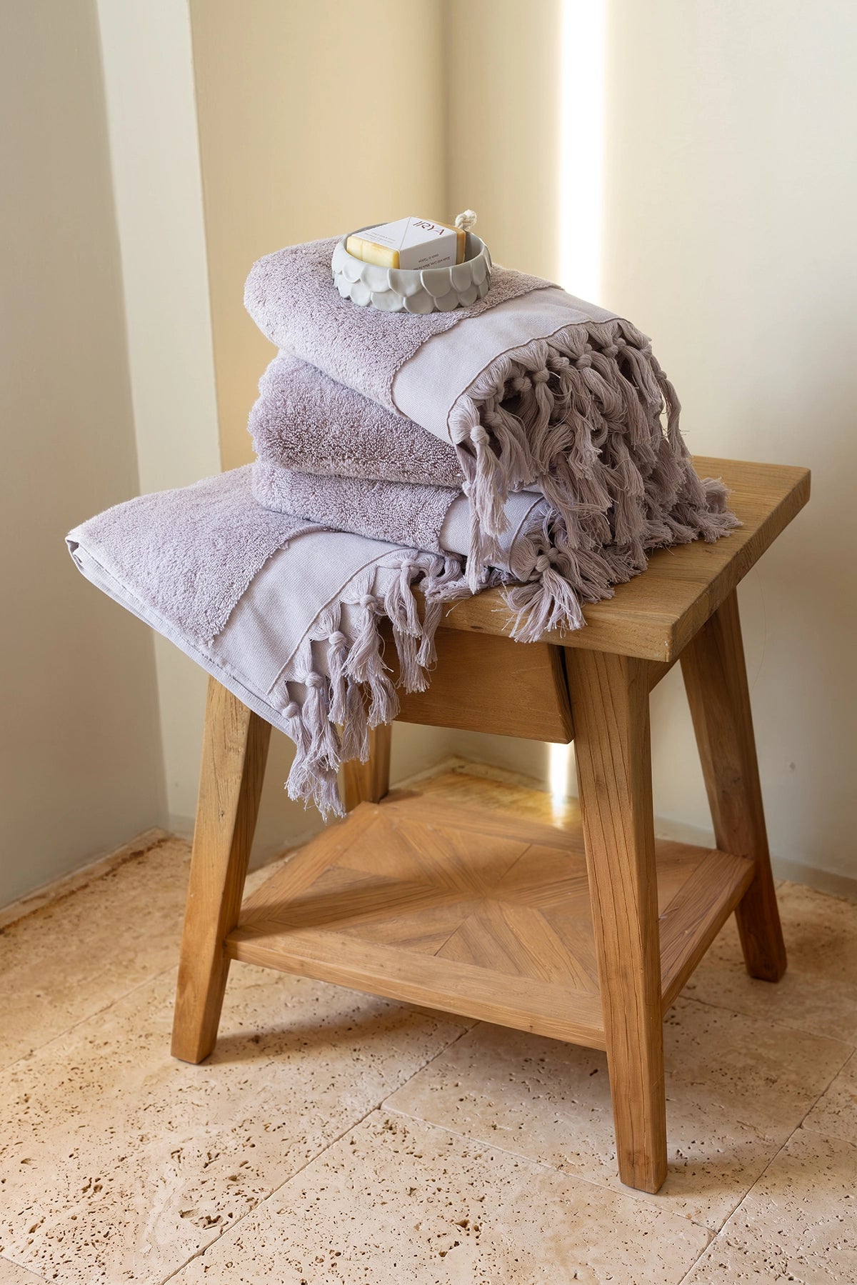 Bodrum %100 Pamuk 4'lü Yüz Havlu Seti 50x90 cm Dusty Lilac