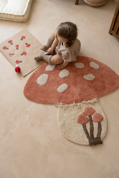 Mushroom Tekli %100 Pamuk Çocuk Odası Halısı 90x90 Cm Brick
