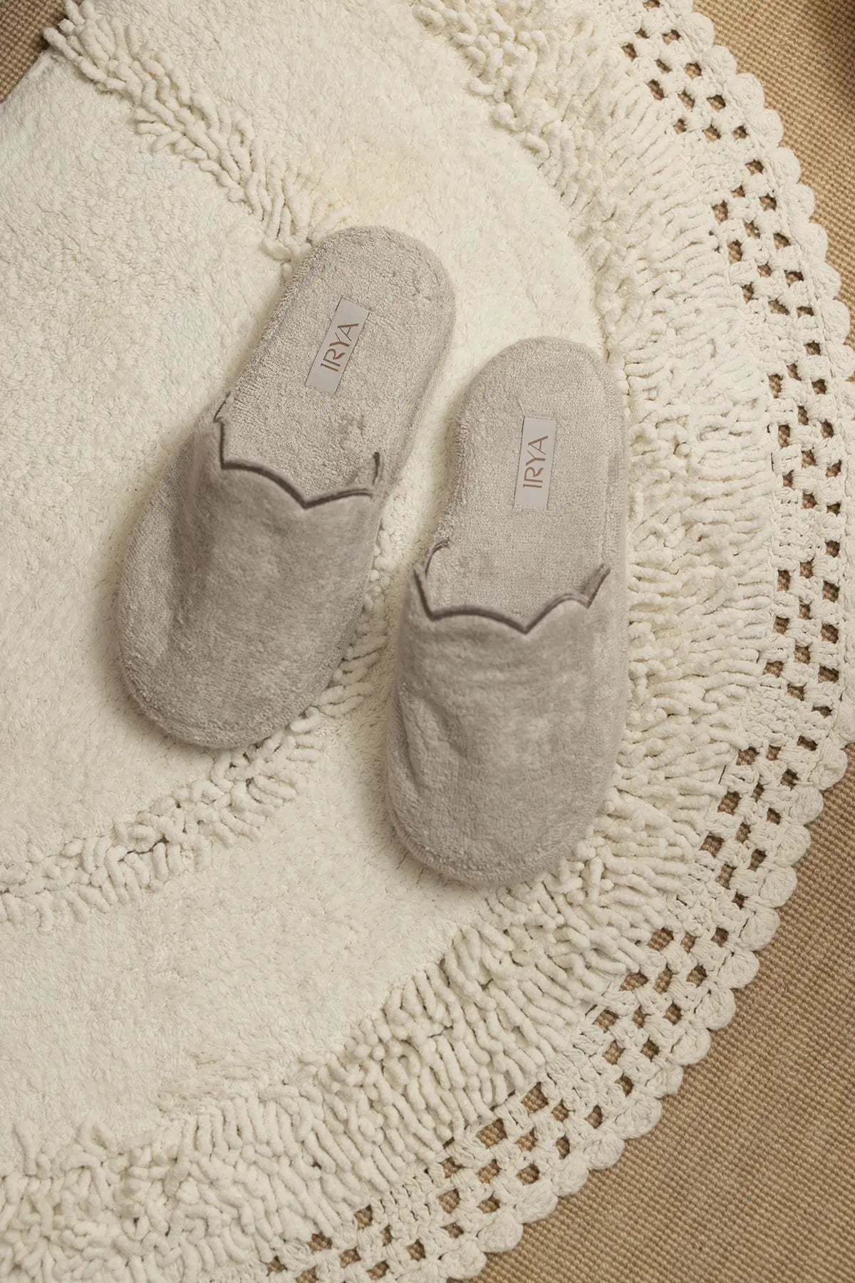 Lindy Bamboo Thick Sole Towel Slippers Cool Gray