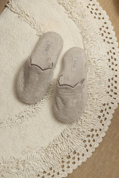 Lindy Bamboo Thick Sole Towel Slippers Cool Gray