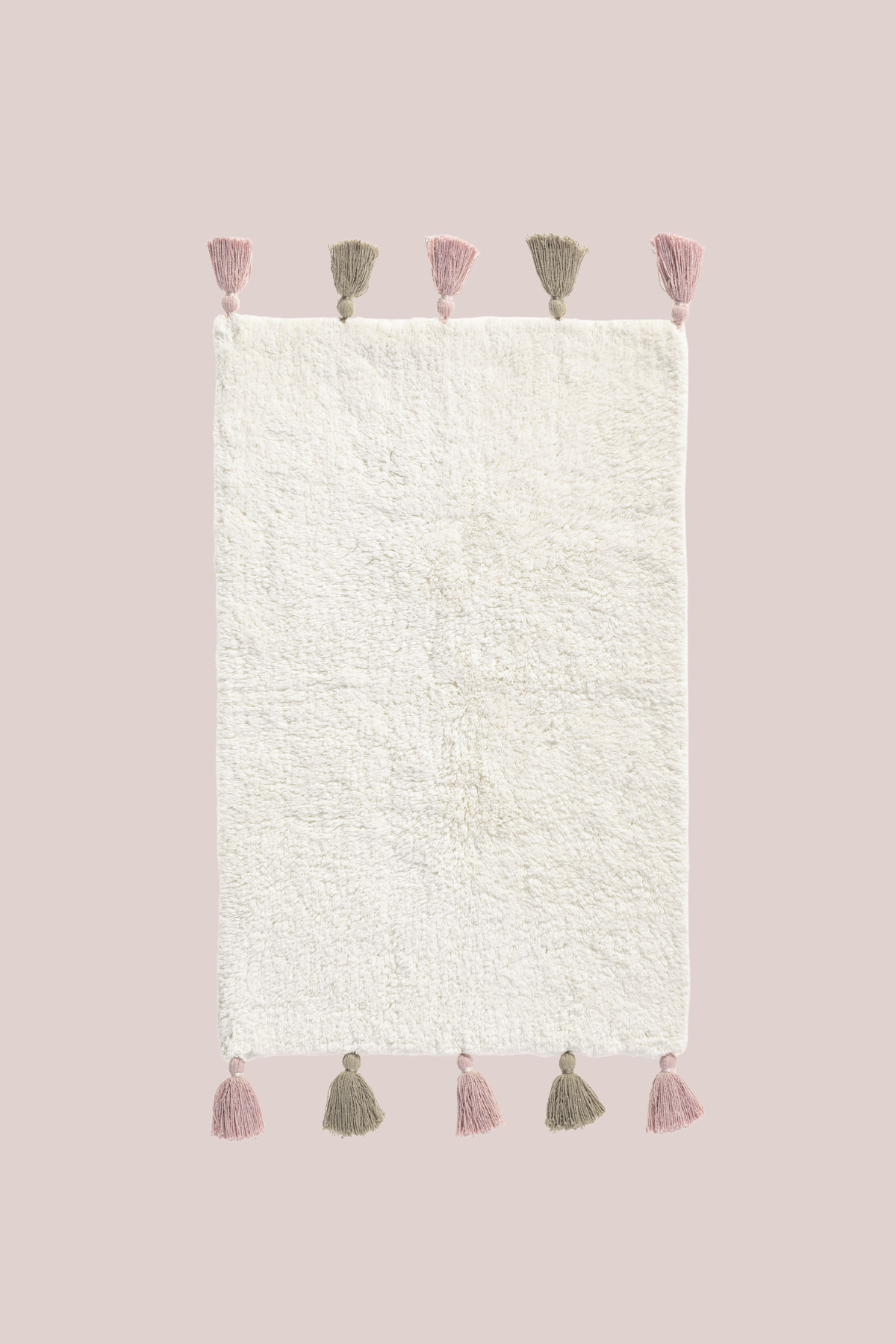 Loli Tekli %100 Pamuk Banyo Paspası 50x80 Cm Ekru