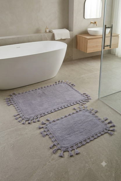 Lorna 2 Piece Bath Mat Set 100% Cotton 40x60 + 60x90 Lilac