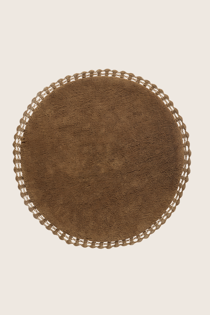 Luna Yuvarlak %100 Pamuk Banyo Paspası 110x110 Cm Brownie Kahve