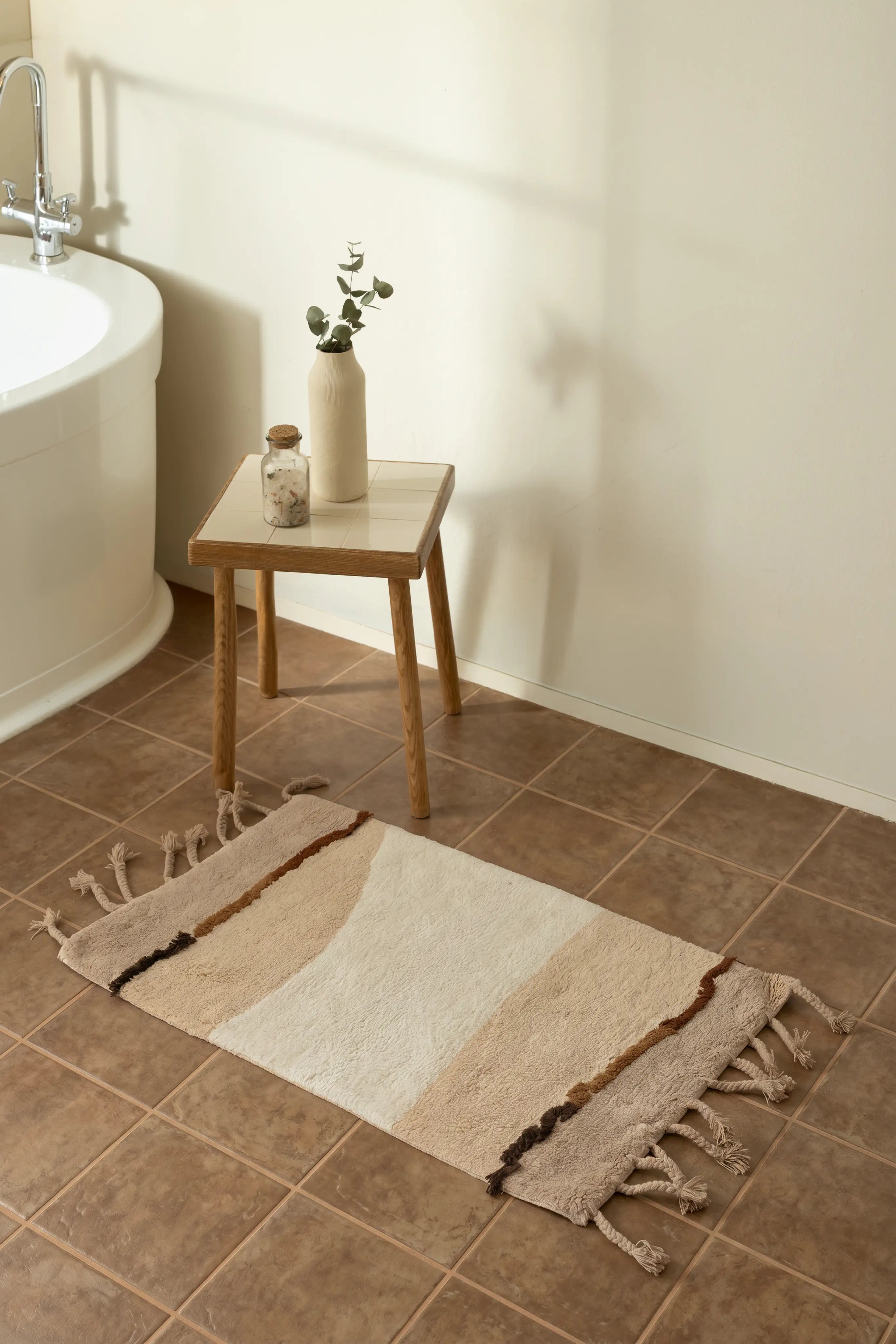 Marble Single Bath Mat 100% Cotton 50x80 Brown
