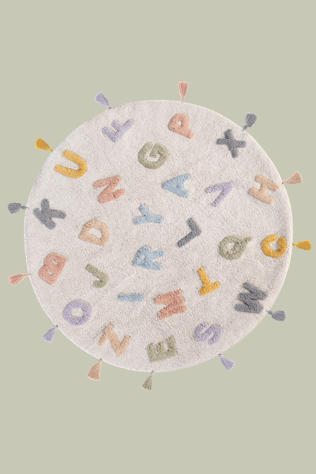My Alphabet Yuvarlak %100 Pamuk Çocuk Odası Halısı 110x110 Cm Multicolor