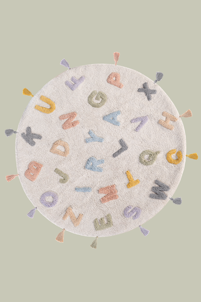 My Alphabet Yuvarlak %100 Pamuk Çocuk Odası Halısı 110x110 Cm Multicolor