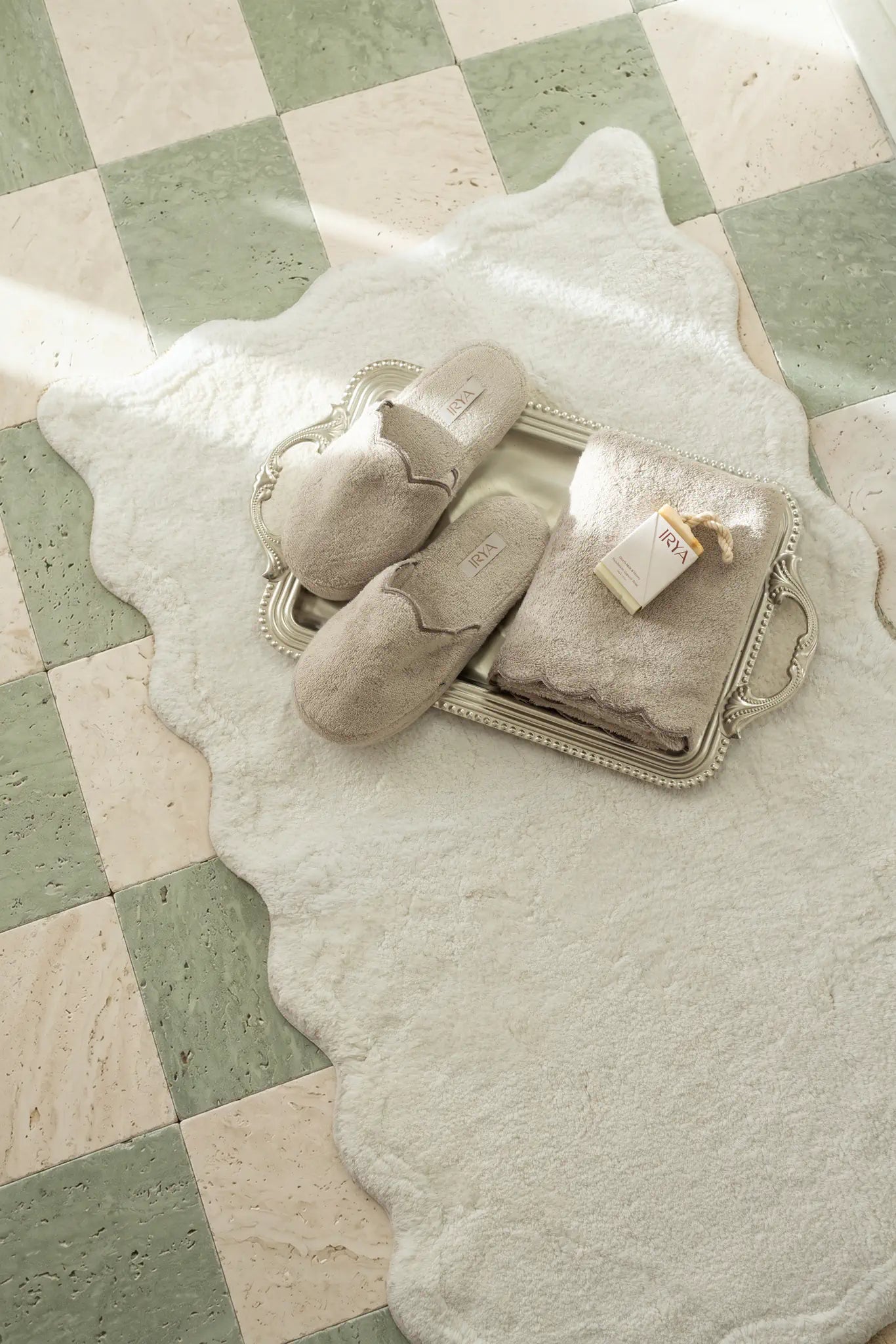Scallop Tekli Banyo Paspası Bambu 60x100 Ekru