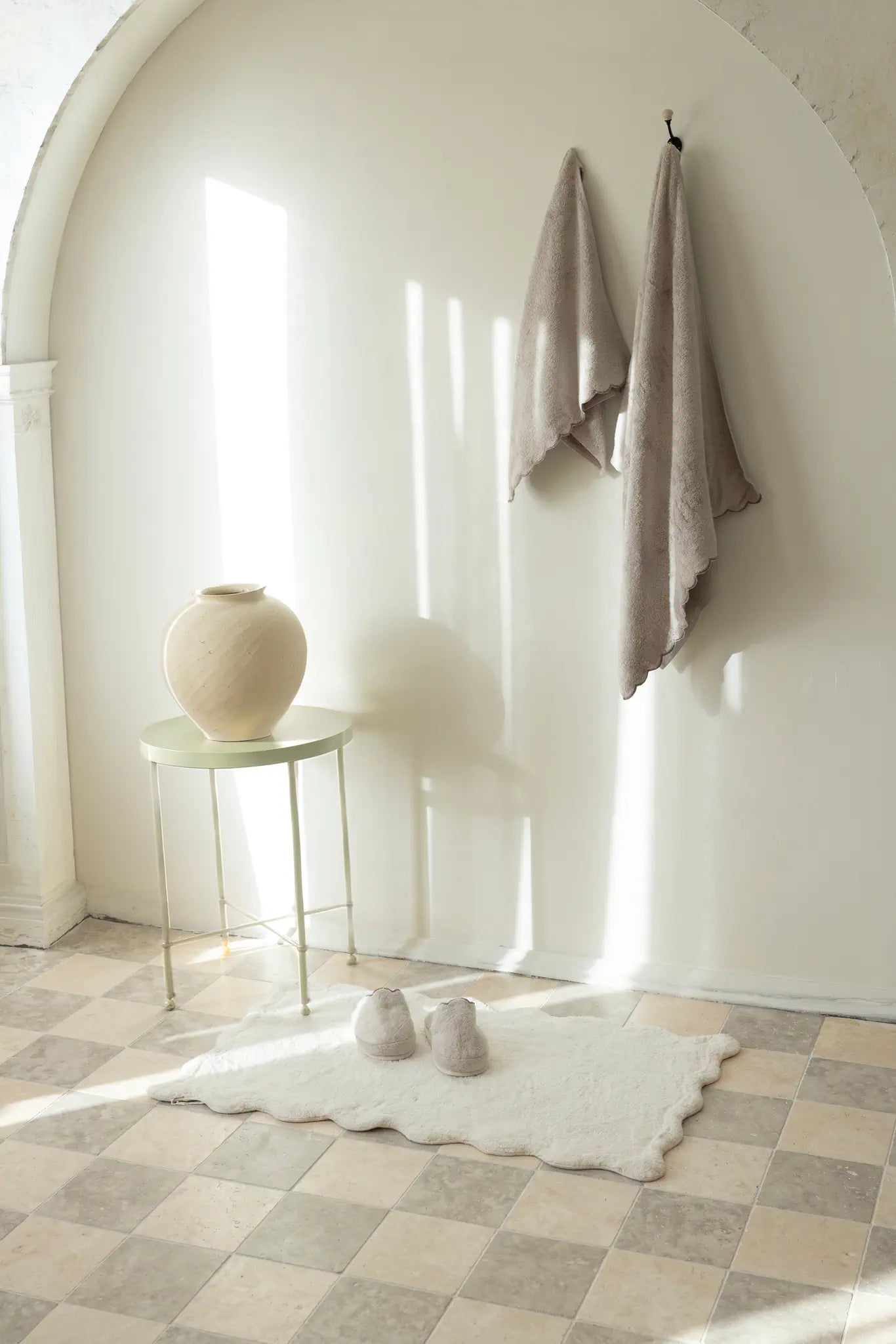Scallop Tekli Banyo Paspası Bambu 60x100 Ekru