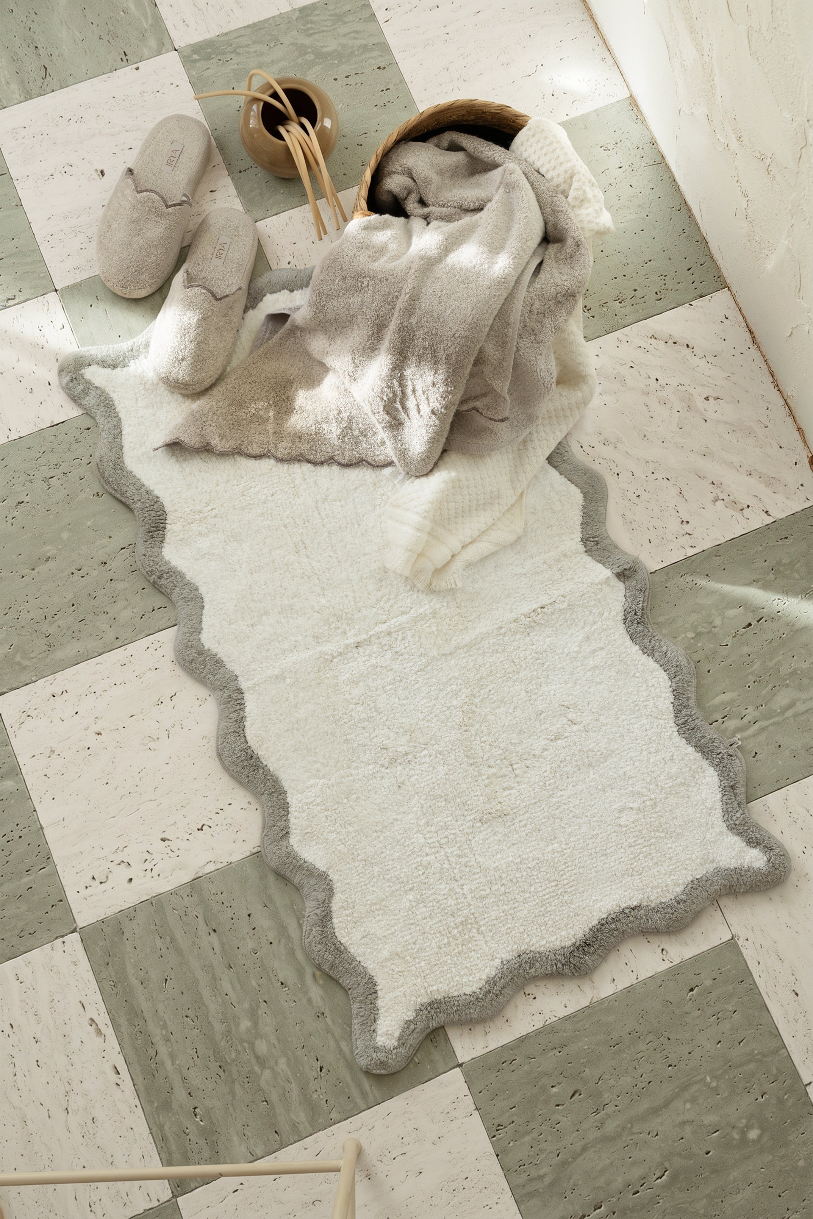 Scallop Tekli Banyo Paspası Bambu 60x100 Yeşil