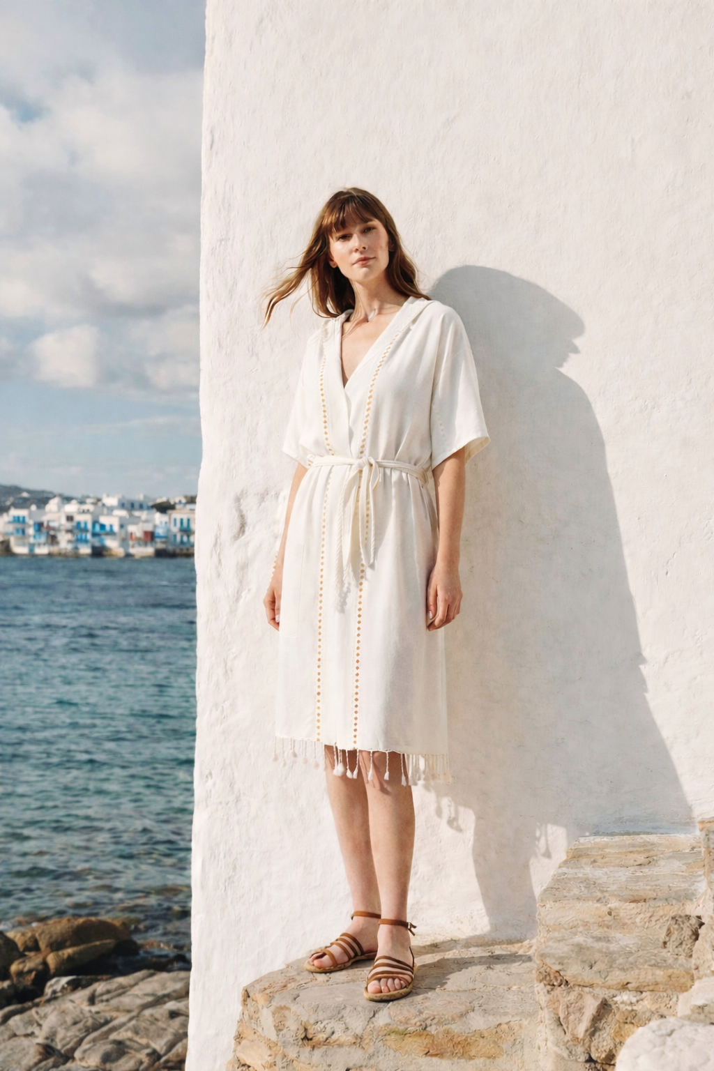 Serene Long Beach Dress - Yellow Knitted Openwork