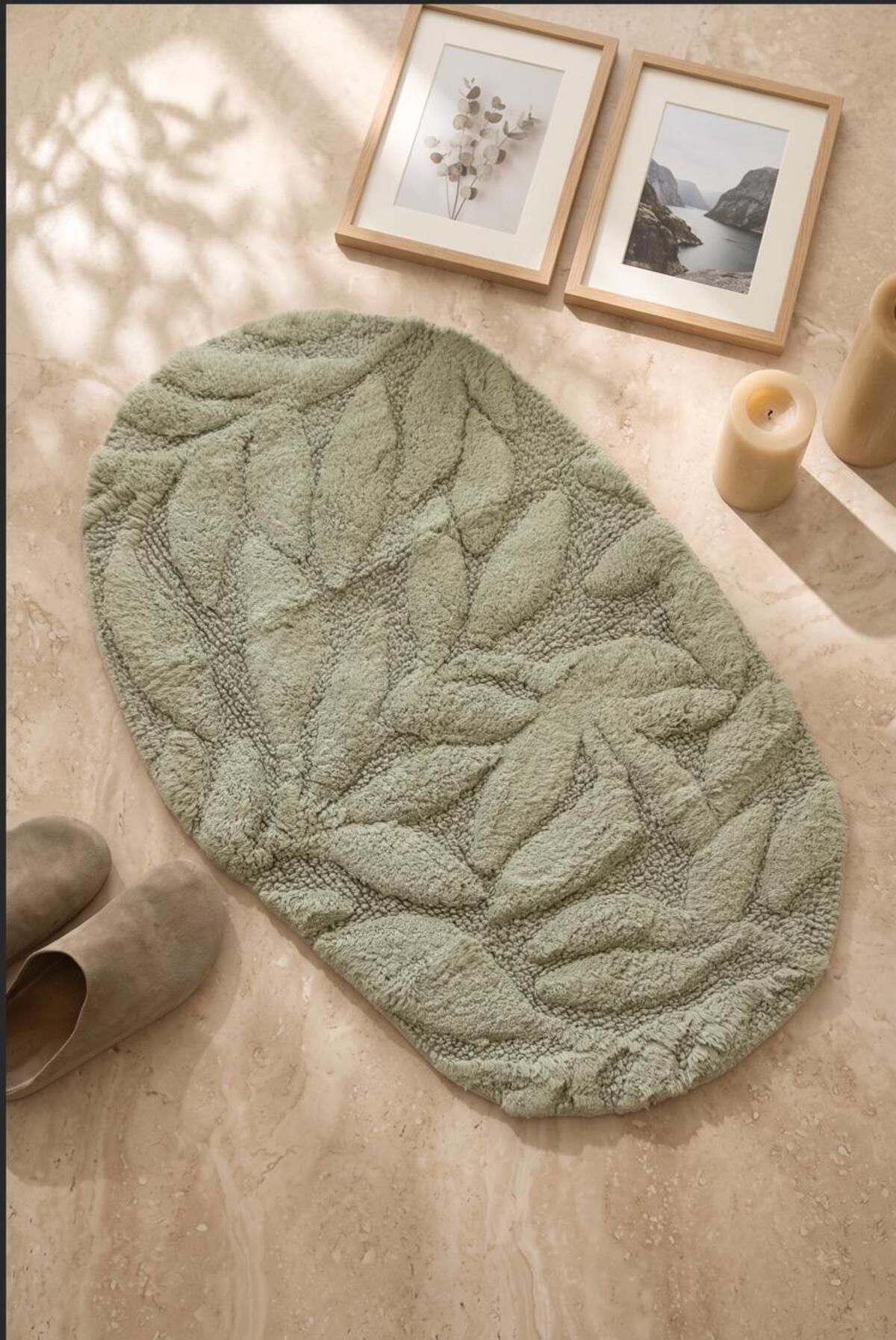 Allesi Tekli %100 Pamuk Banyo Paspası 50x80 Cm Yeşil