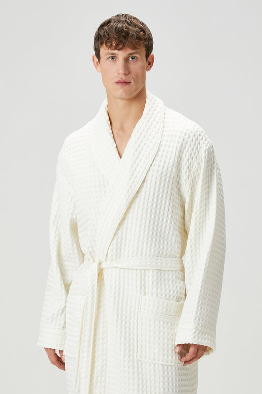 Aura Waffle Bornoz Takımı Ekru