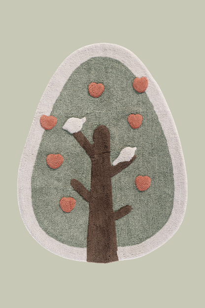 Apple Tree Tekli %100 Pamuk Çocuk Odası Halısı 90x110 Cm Ekru