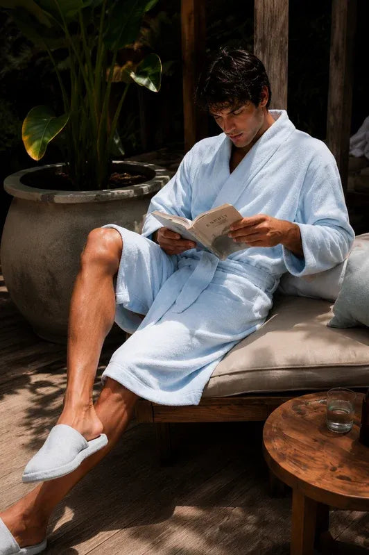 Verona Bamboo Men's Bathrobe Ice Blue