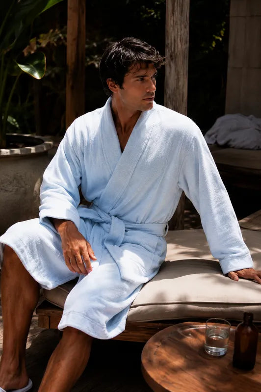 Verona Bamboo Men's Bathrobe Ice Blue