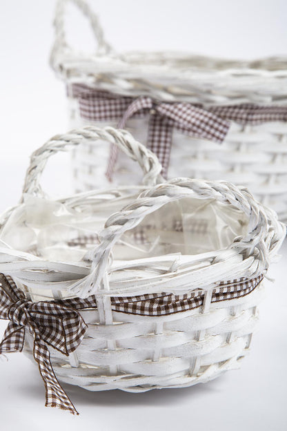 3 Piece Wicker Basket White