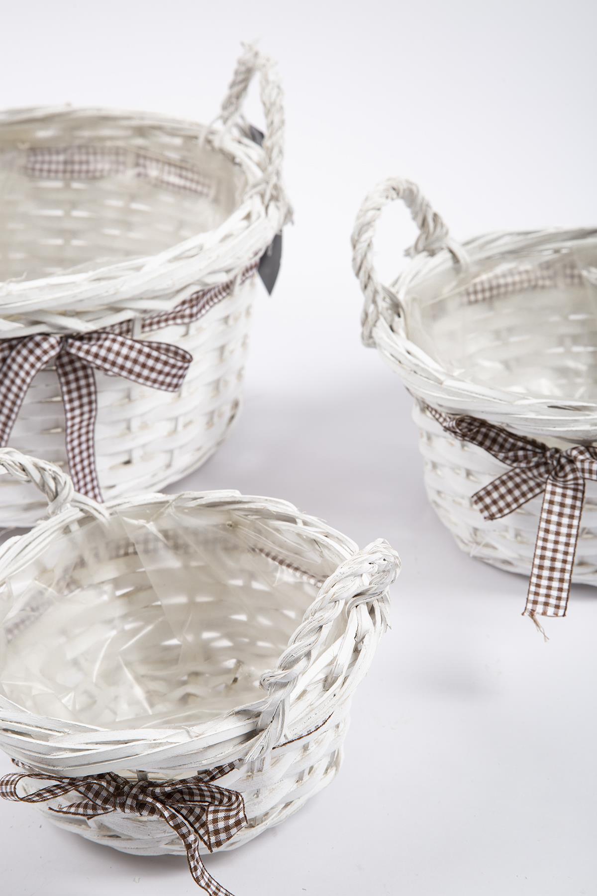 3'lü Hasır Sepet Beyaz