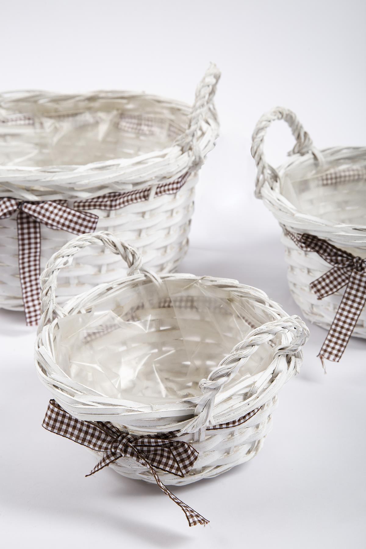 3 Piece Wicker Basket White