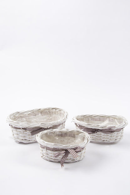 3 Piece Wicker Basket White